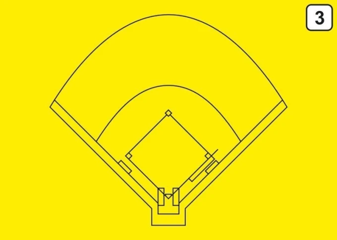 Tactical dry-erase coach board 182 baseball - Yellow background with black baseball field design.