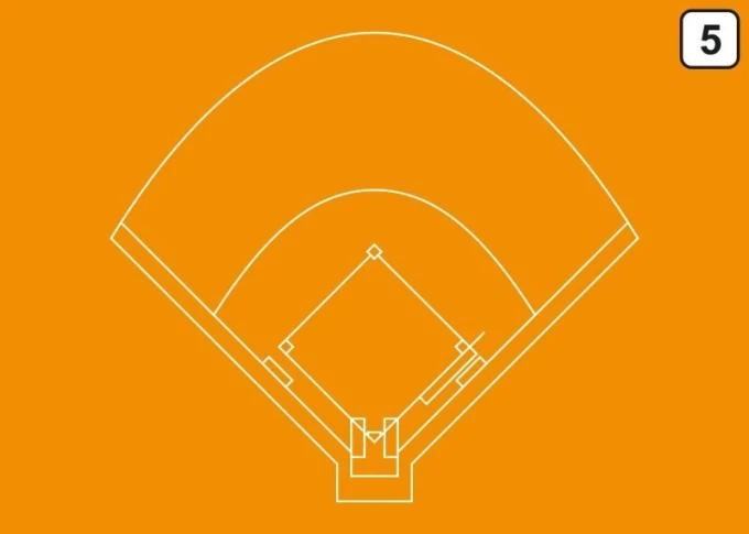 Tactical dry-erase board for baseball training, featuring a graphic of a baseball field in white.
