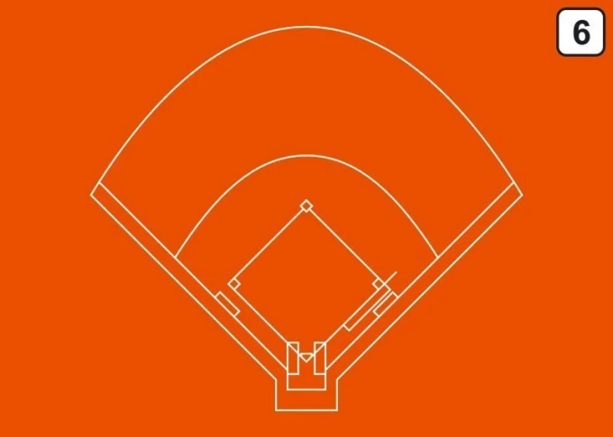 Tactical dry-erase board for baseball 182 - Features a graphic layout of a baseball field.