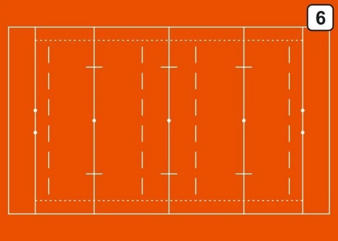 Tactical dry-erase coaching board 183 rugby - Simple orange rugby field graphic design.