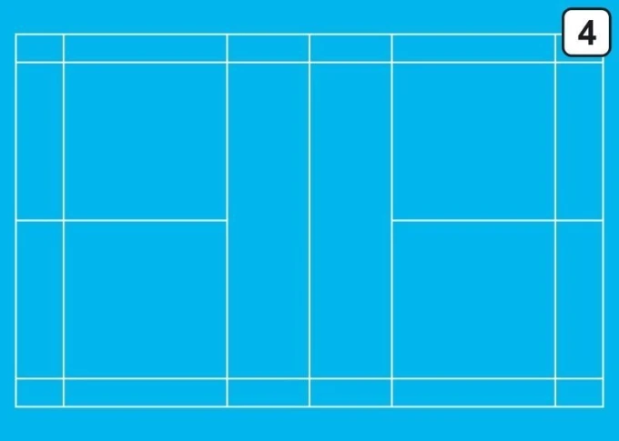 Tactical dry-erase coaching board for badminton 181 - Blue background with white lines creating fields.