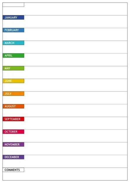 Magnetic dry-erase board lean 043 annual planner in English - Simple table with month names.