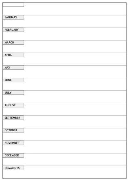 Magnetic dry-erase board, annual lean planner in English 008 - Simple grid with month names.