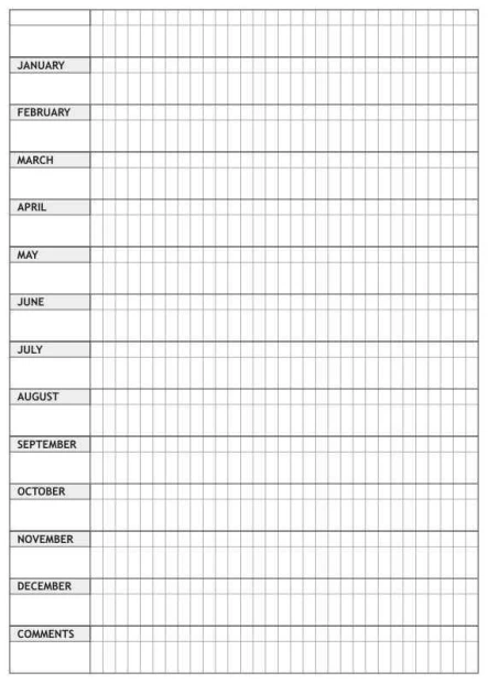 Magnetic dry-erase board lean planner 011 - Graphic design with a simple grid for months and notes.