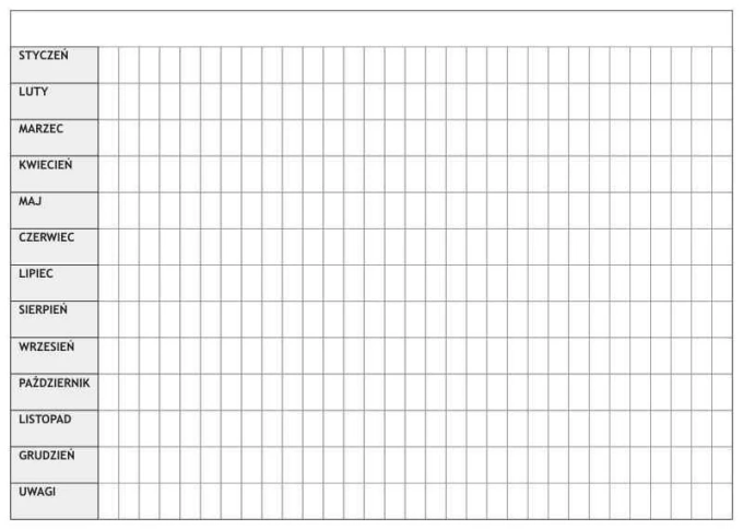 Magnetic dry-erase board lean planner 013 - Graphic design with a simple grid of month names and blank spaces.