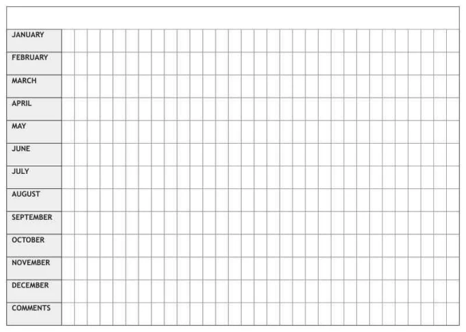 Magnetic dry-erase board, annual lean planner in English 014 - Graphic design with a simple grid of month names.