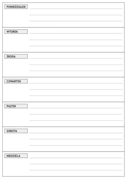 Weekly lean planner dry-erase magnetic board 017 - Graphic design. Simple grid with seven horizontal sections.