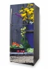 Fridge wrap sticker with floral design P621 - Kitchen decor with light walls and wooden accents.