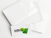 Set of dry-erase board samples - Graphic design. Three rectangular samples with a green logo.