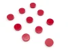 Round magnets 34x12.5mm, 10pcs in various colors - Graphic design. Bright red magnets arranged evenly.