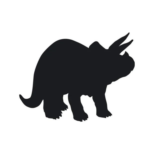 Chalk sticker dinosaur 191 - Graphic design featuring a silhouette of a dinosaur with three horns.