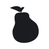 Chalk sticker pear 178 - Graphic design. Pear shape with a leaf, black on a white background.