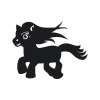 Chalk sticker of a horse 199 - Graphic design. Black horse with a flowing mane in motion.