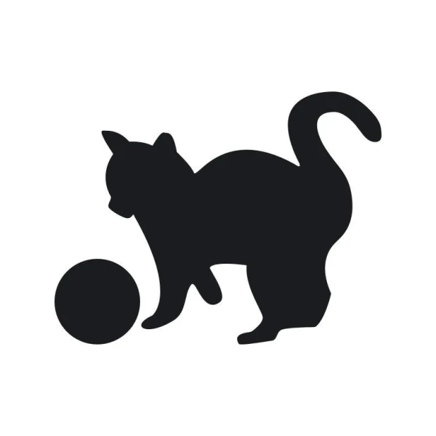 Chalk sticker cat 183 - Graphic design. Cat standing next to a round object.
