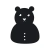 Chalk sticker bear 192 - Graphic design featuring a black bear with a round head and three buttons.