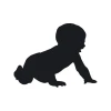 Chalk sticker for infants 186 - Graphic design. Baby silhouette on all-white background.