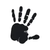 Chalk sticker handprint 196 - Graphic design. Black silhouette of a hand with clear fingers and thumb.