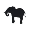 Chalk sticker elephant 182 - Graphic design. Black silhouette of an elephant with raised trunk and short tail.