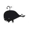 Chalk sticker whale 187 - Black whale design with a smile and a small tail.