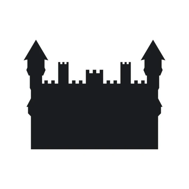 Chalk sticker castle 200 - Graphic design featuring a castle with two towers and walls.