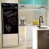 Custom chalkboard sticker for fridge - Modern kitchen setup with light walls and minimalist furniture.