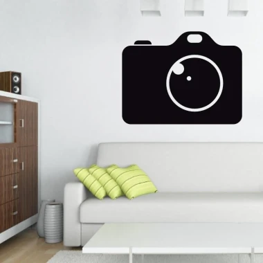 Chalk sticker camera 198 - Styled in a bright living room with light walls and brown and white furniture.