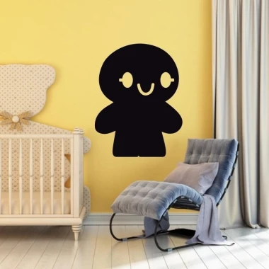 Chalk sticker of cookies 205 - Decor in a child\'s room. Yellow walls and light furniture.