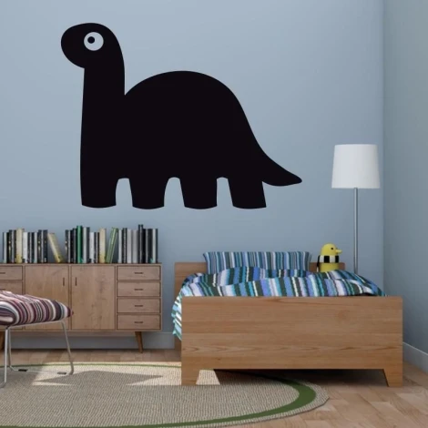 Chalk sticker dinosaur 201 - Decor for a child\'s room. Light-colored walls and wooden furniture.
