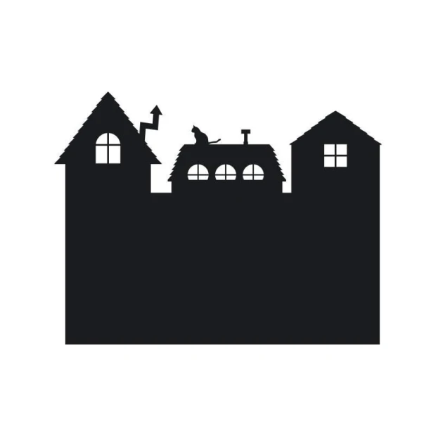 Chalk sticker houses 209 - Graphic design. Three houses in different shapes with windows and roofs.