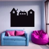 Chalk sticker houses 209 - Living room decor with light walls and furniture in shades of blue and pink.