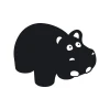 Chalk sticker hippo 213 - Graphic design. Black silhouette of a hippo with big eyes and short legs.