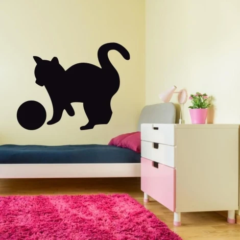 Chalk sticker cat 183 - Decor for a child\'s room. Light-colored walls and pastel furniture.
