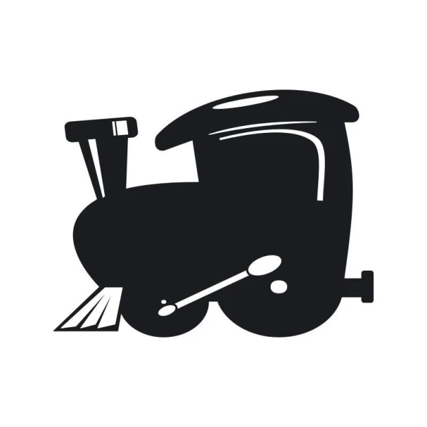 Chalk sticker locomotive 208 - Graphic design. Black locomotive shape with a large chimney and wheels.