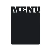 Chalkboard menu sticker 202 - Graphic design. Simple rectangular shape with MENU text at the top.