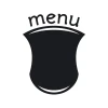 Chalkboard menu sticker 203 - Graphic design featuring a black shape with the word "menu" at the top.