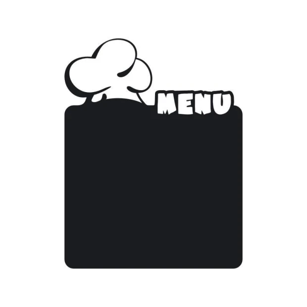Chalkboard menu sticker 204 - Rectangular shape with chef design and MENU text.