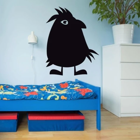 Chalk sticker bird 194 - Decor for a child\'s room. Light-colored walls, furniture in shades of blue.