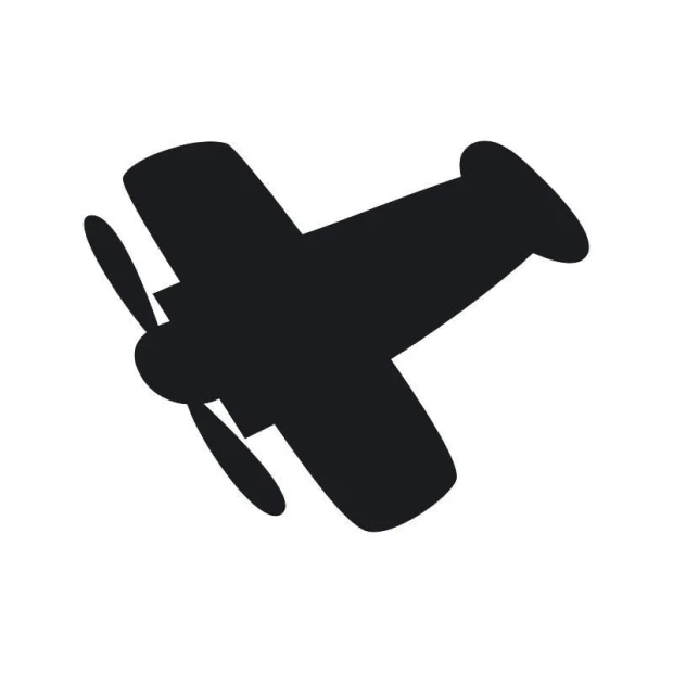 Chalk sticker airplane 212 - Retro black design with visible wings and propeller.