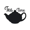 Chalk sticker tea time 211 - Graphic design. Black teapot with retro-style Tea Time text.