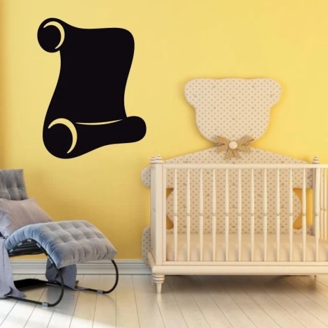 Chalk sticker roll 184 - Decor in a child\'s room. Yellow wall, light-colored furniture.