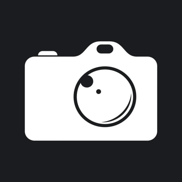 Camera-shaped dry-erase board 198 - Graphic design. Simple camera form with a round lens on a dark background.