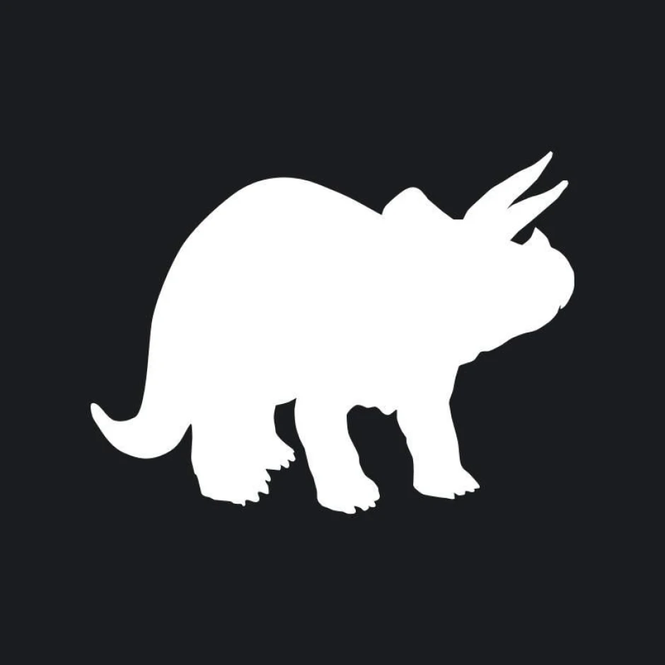 Dinosaur dry-erase board 191 - Features a white dinosaur silhouette on a black background.