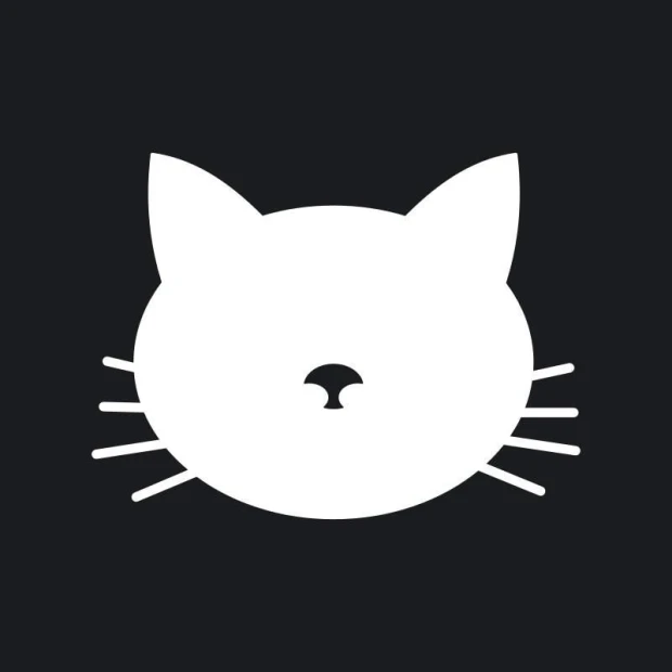 Cat head dry-erase board 197 - Graphic design featuring a cat head with ears and whiskers on a dark background.