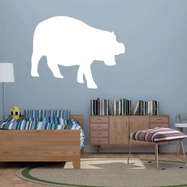 Hippo dry-erase board 180 - Bedroom setup with light-colored walls and wooden furniture.