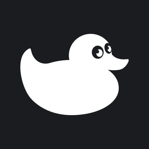 Duck-shaped dry-erase board 207 - Graphic design with large eyes on a black background.