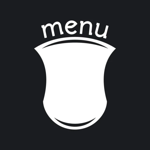 Menu dry-erase board 203 - Graphic design. Shaped like a shield with "menu" text at the top.