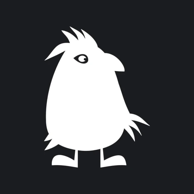 Dry-erase board bird 194 - Graphic design featuring a stylized bird with a large head and short legs.