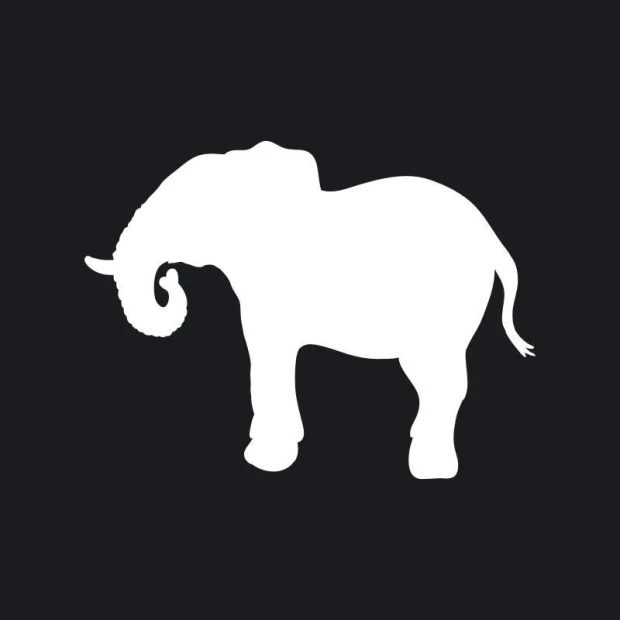 Dry-erase board elephant 182 - Graphic design. White elephant shape on a black background.