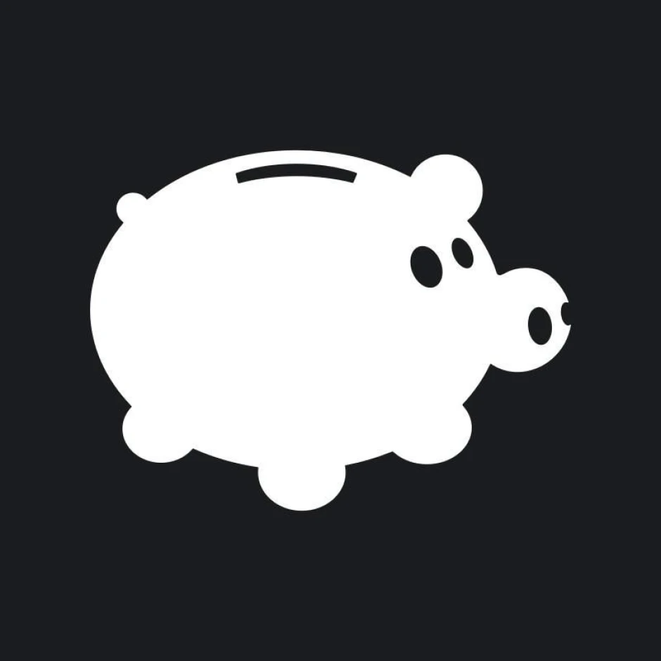 Dry-erase board piggy bank 215 - Graphic design. Piggy bank shape with a round body and protruding legs.