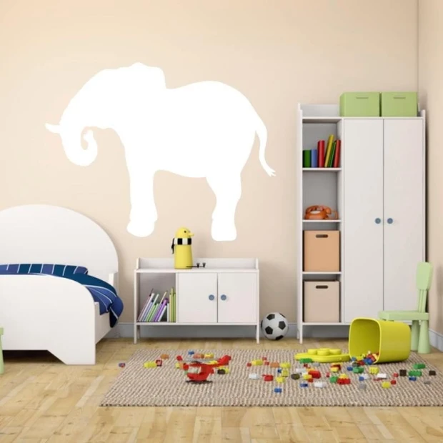 Dry-erase board elephant 182 - Decor in a child\'s room. Light-colored walls, white furniture with colorful accents.